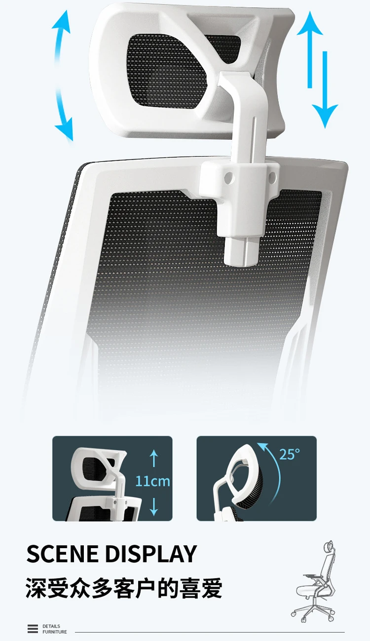 High Quality Executive Ergonomic Mesh Office Chairs With Headrest and Adjustable Armrests Comfortable High Back Swivel Chair