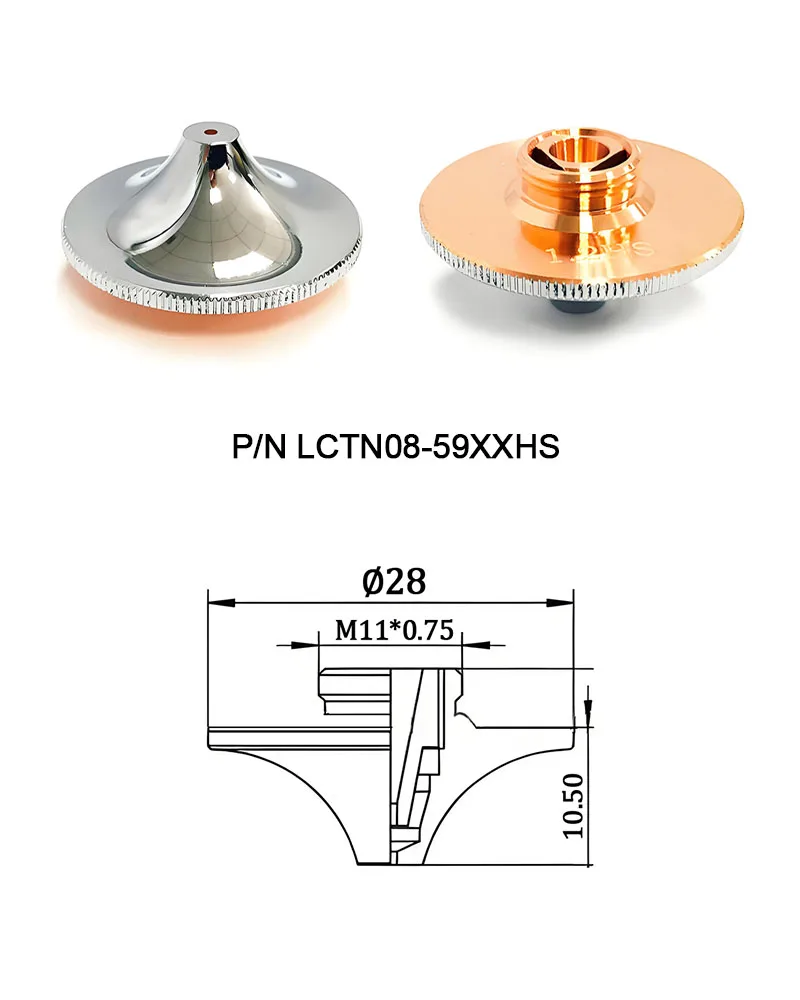 LCTN08 Series CO2/Fiber Laser Cutting Nozzle High Power High Speed Double D28 H15 M11 for Penta Precitec Condition New