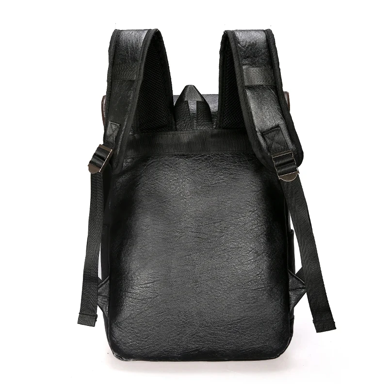 16.5-Inch Fashion PU Leather Laptop Backpack Men Retro Schoolbag Large Capacity Books Waterproof Mochilas Patchwork Teenagers