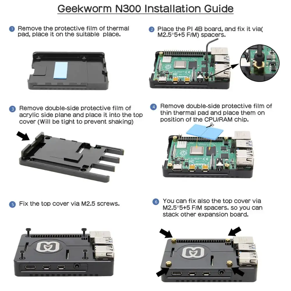 Custodia In Alluminio CNC Per Raspberry Pi 3 Con Doppia Ventola - Colore Oro