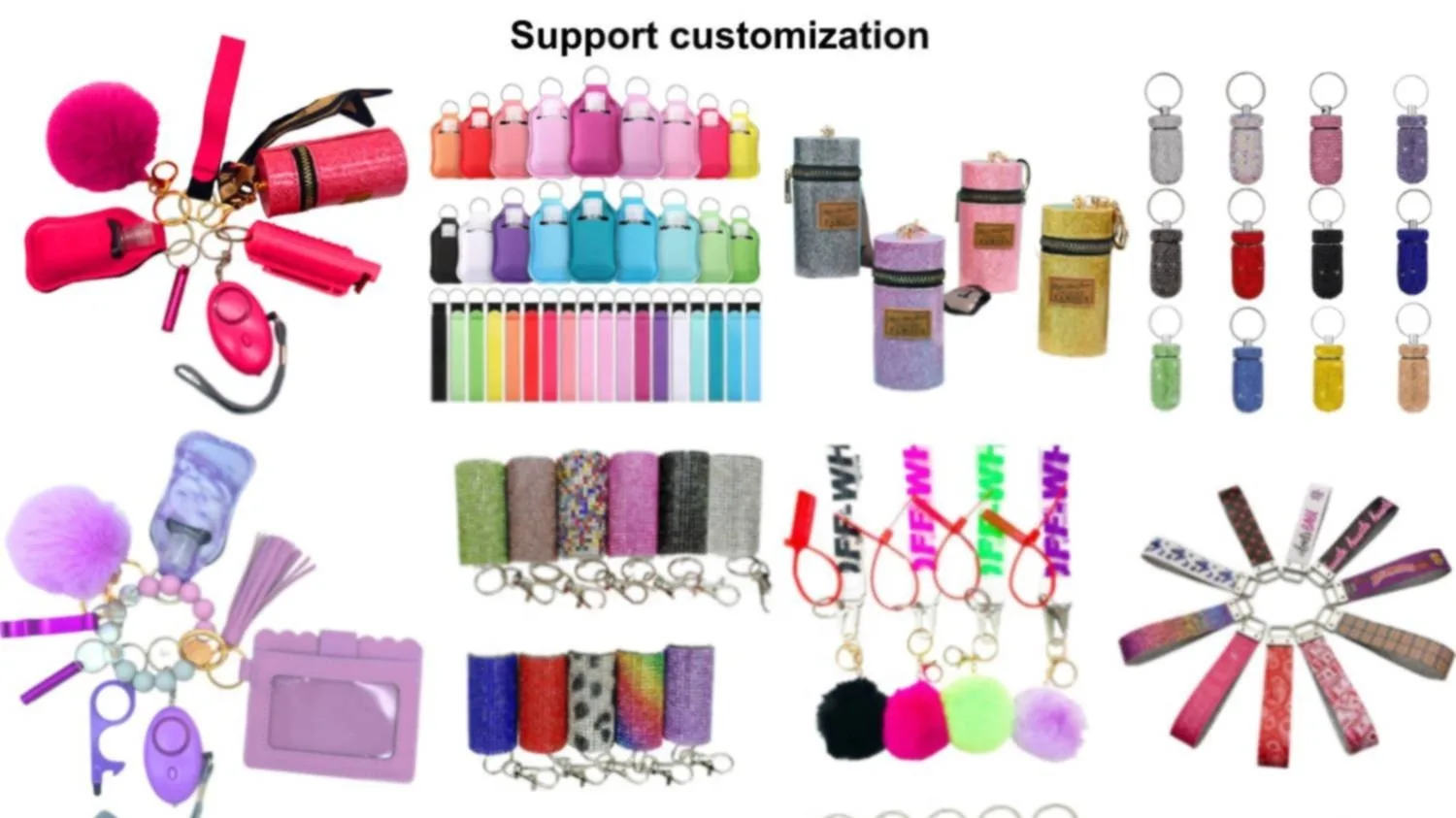 Personal Alarm Rhinestone Women Safety Keychain Set Accessories Alloy