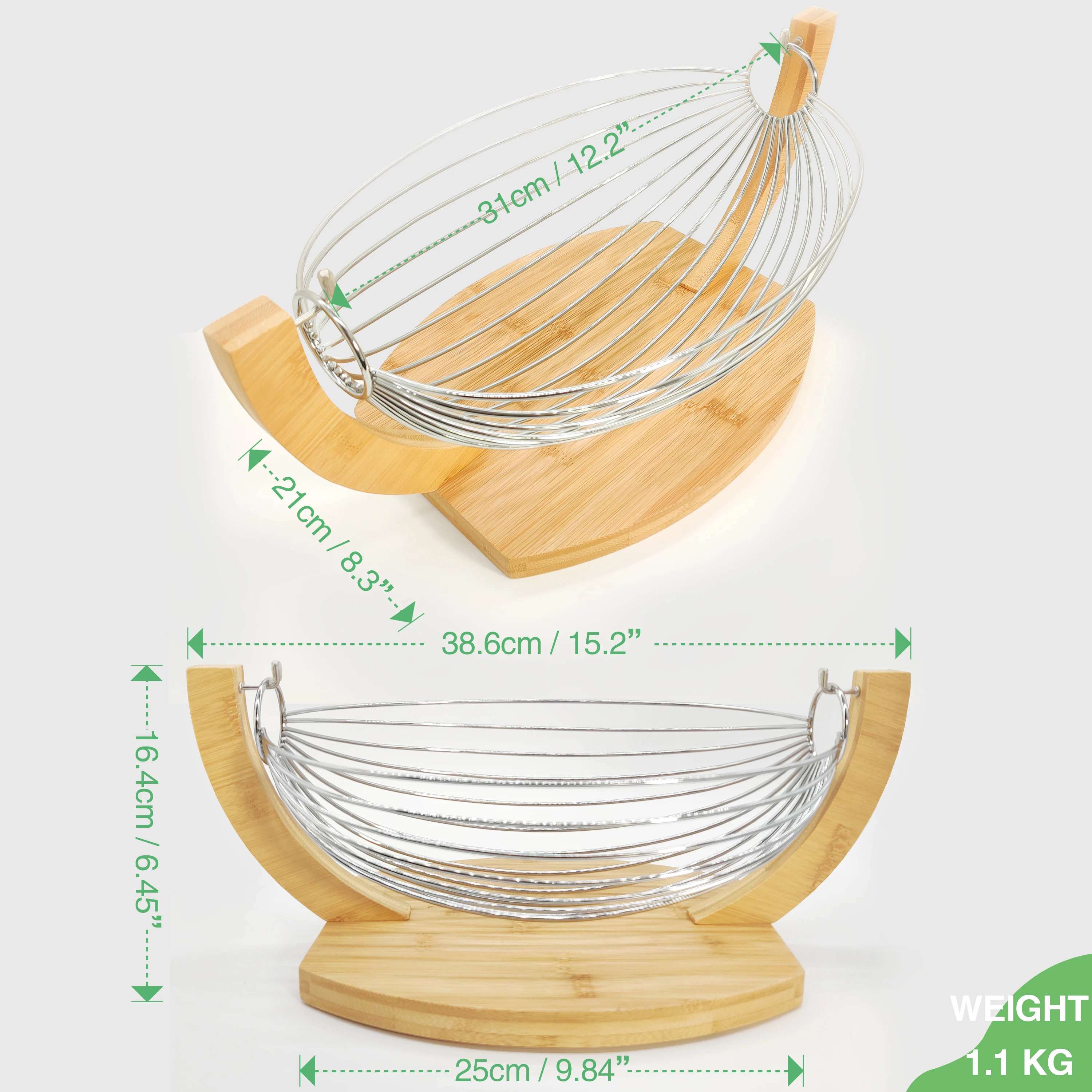 Hot Sells Bamboo Fruit Display Rack Vegetable Basket Bamboo Fruit
