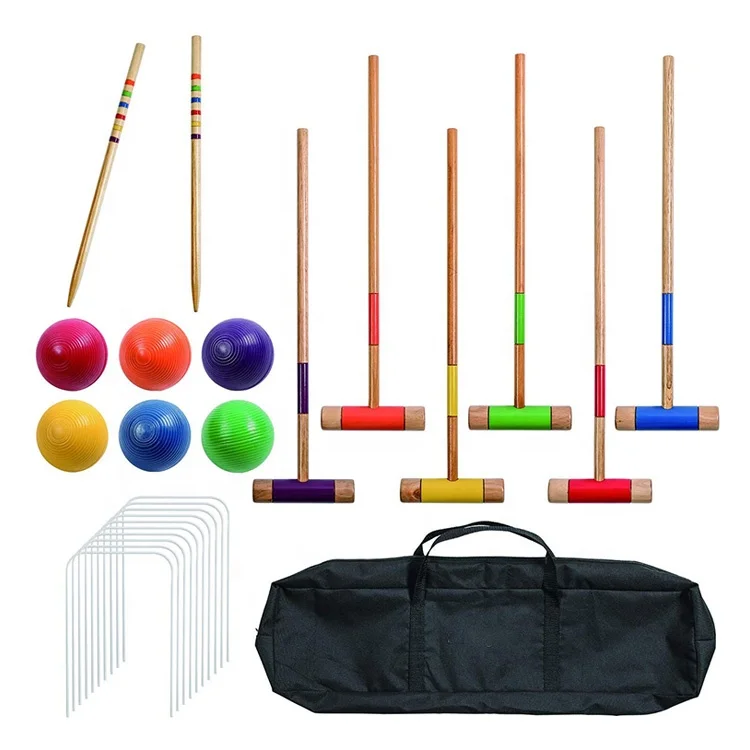 garden wooden croquet game set with balls