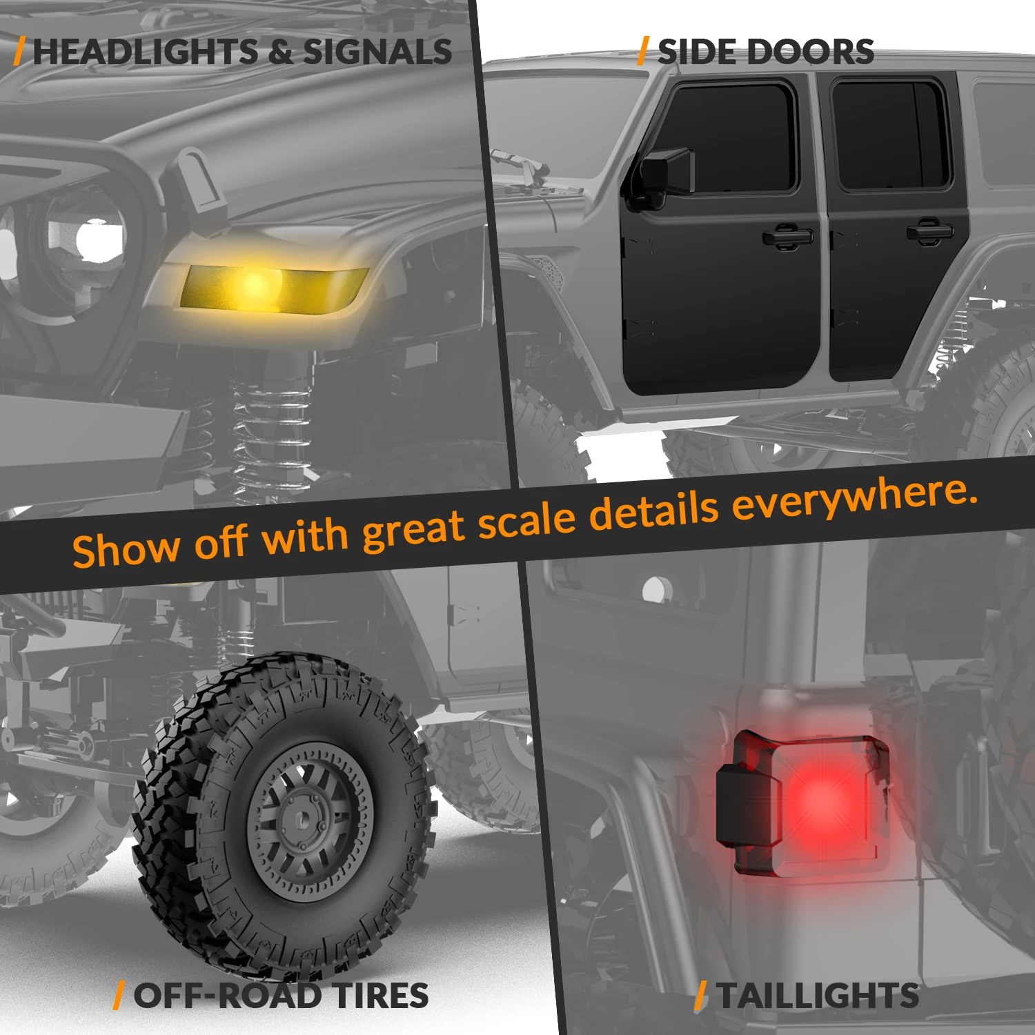 1/24 Scale Remote Control Crawler Rock Climbing with Led Light (Black) 787-1