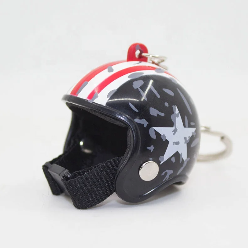 Creative Mini 3D Safety Helmet Key Chain Customized Plastic Motorcycle Helmet Keychain for Promotion