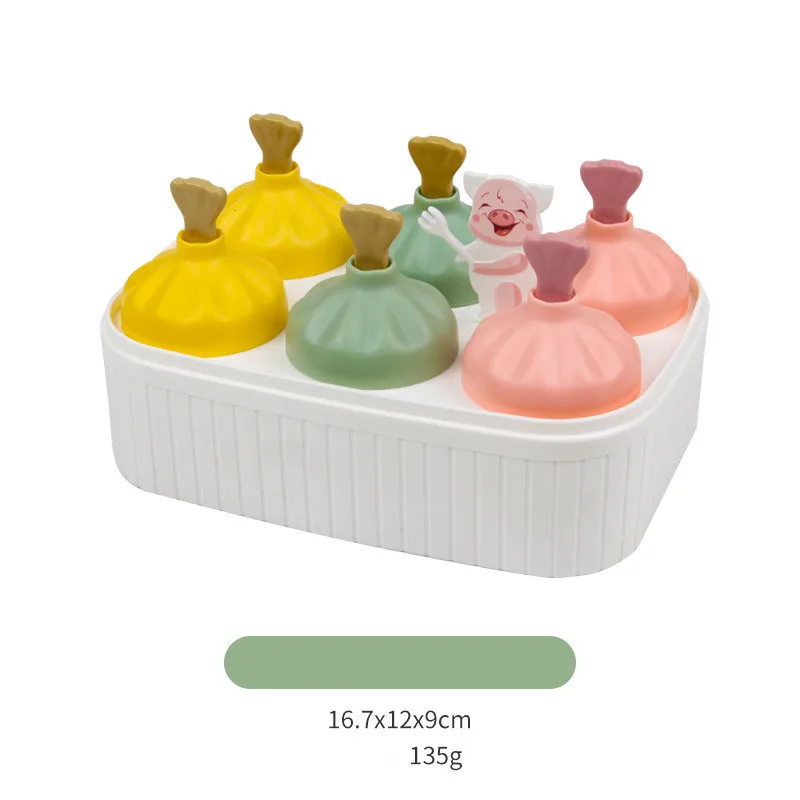 YDS Homemade Silicone Popsicle Maker Kid Easy Release Ice Mold Mini Popsicle Mold 4 Cavities Reusable Cartoon DIY Ice Pop Molds