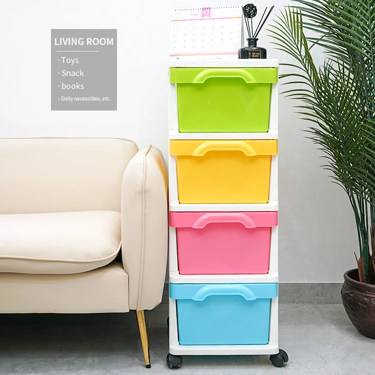 Factory Candy Colored 5 Layer Storage Drawer Cabinet Cabinet Baby Kid Large Plastic Storage Box Drawer With Wheels