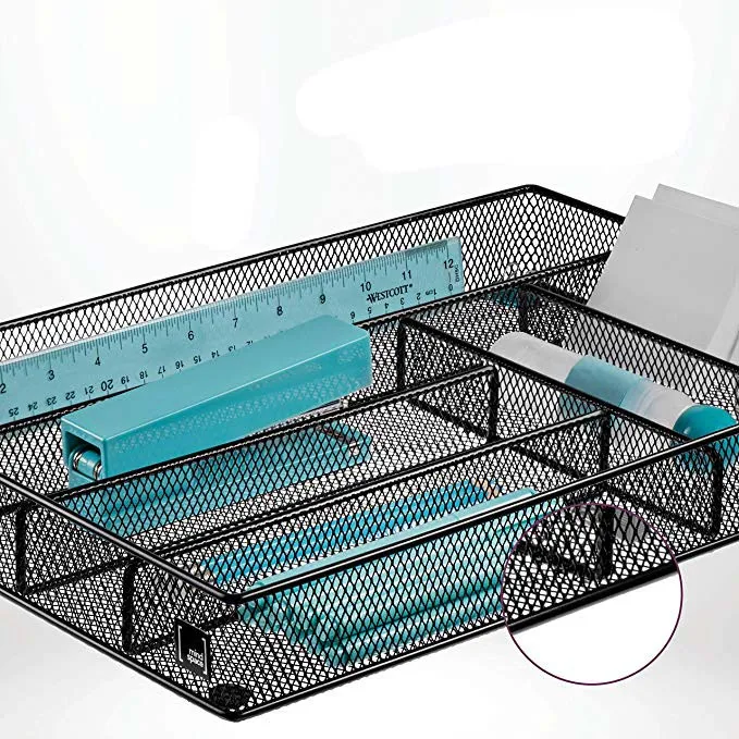 Поднос для столовых приборов черного и серебристого цвета 6 отсеков | кухонной утвари Органайзер ящика Коллекция