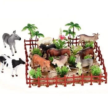 Family Pretend Play Game High Reduction Degree Soft Plastic Farm Animals Set Toys Animals Model toys Set For Children