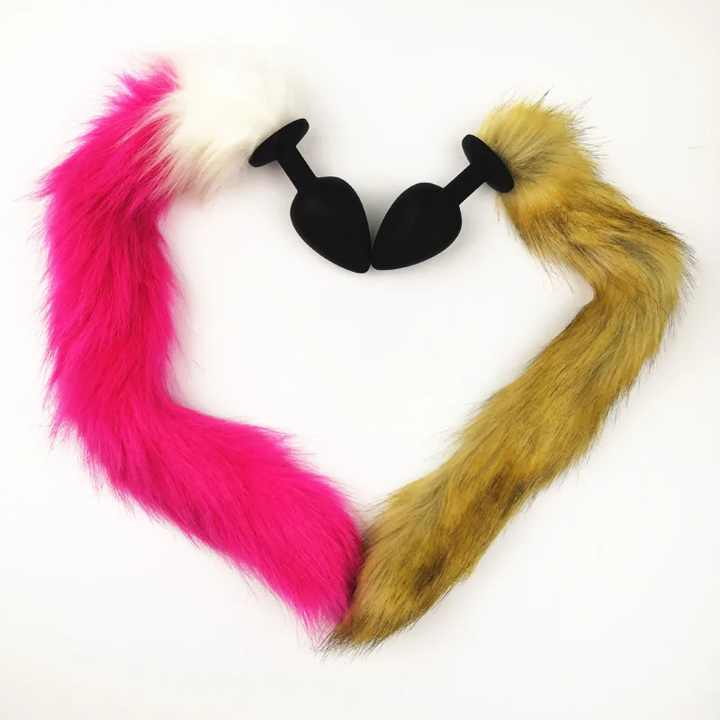Silicone Anal Butt Plug with Foxy Tail Cosplay Anal Stimulator Adult Sex Toys for Women Fun Sex Games Role Play Anal Training