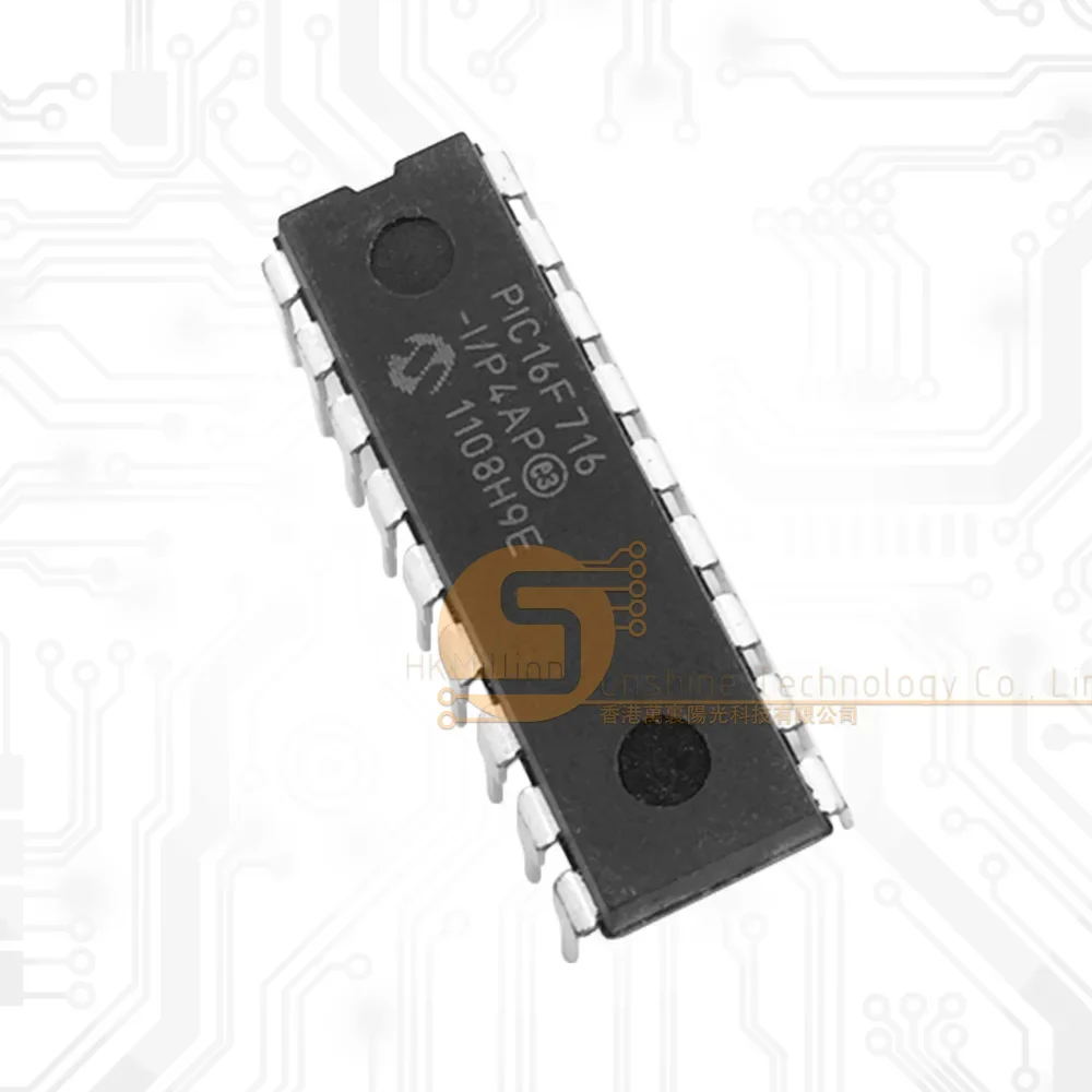 PIC16F716-I/P DIP-18 IC de microcontrolador de 8 bits para sistemas de control y automatización industriales