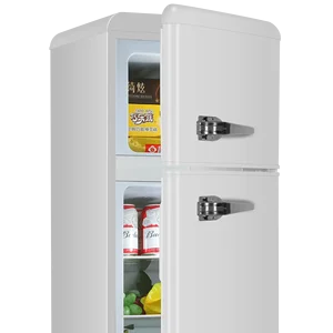 138L Retro Refrigerator Household Freezer Double Door Large Capacity Energy Saving Refrigerator Freezer Fridge