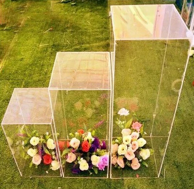 VONVIK Rectangle Transparent Acrylic Plinth Clear Acrylic Pedestals for Wedding Decorations