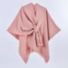 Solid tassel strap shawl pink - 130x150cm