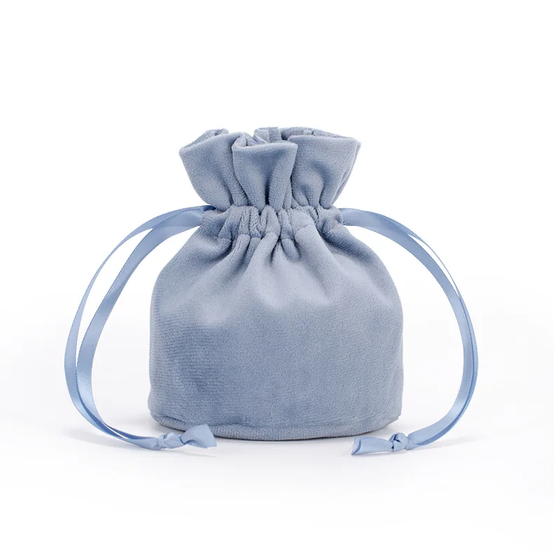 Drawstring Velvet Bag Round Bottom Velvet Pocket Colorful Jewelry Gift Wedding Candy Drawstring Storage Bag
