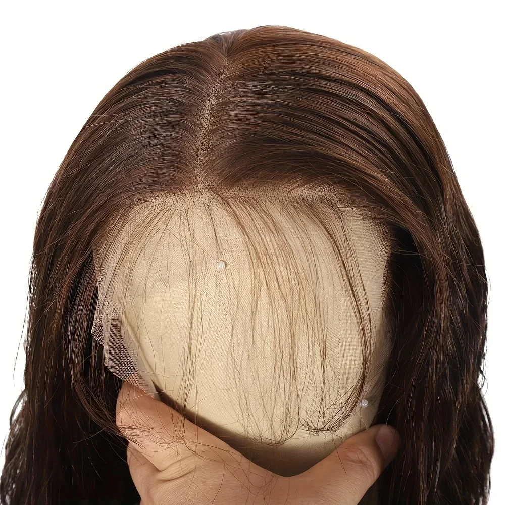 Body Wave Echthaar Lace Front Perücke Dunkelbraun Transparent_voghion.com