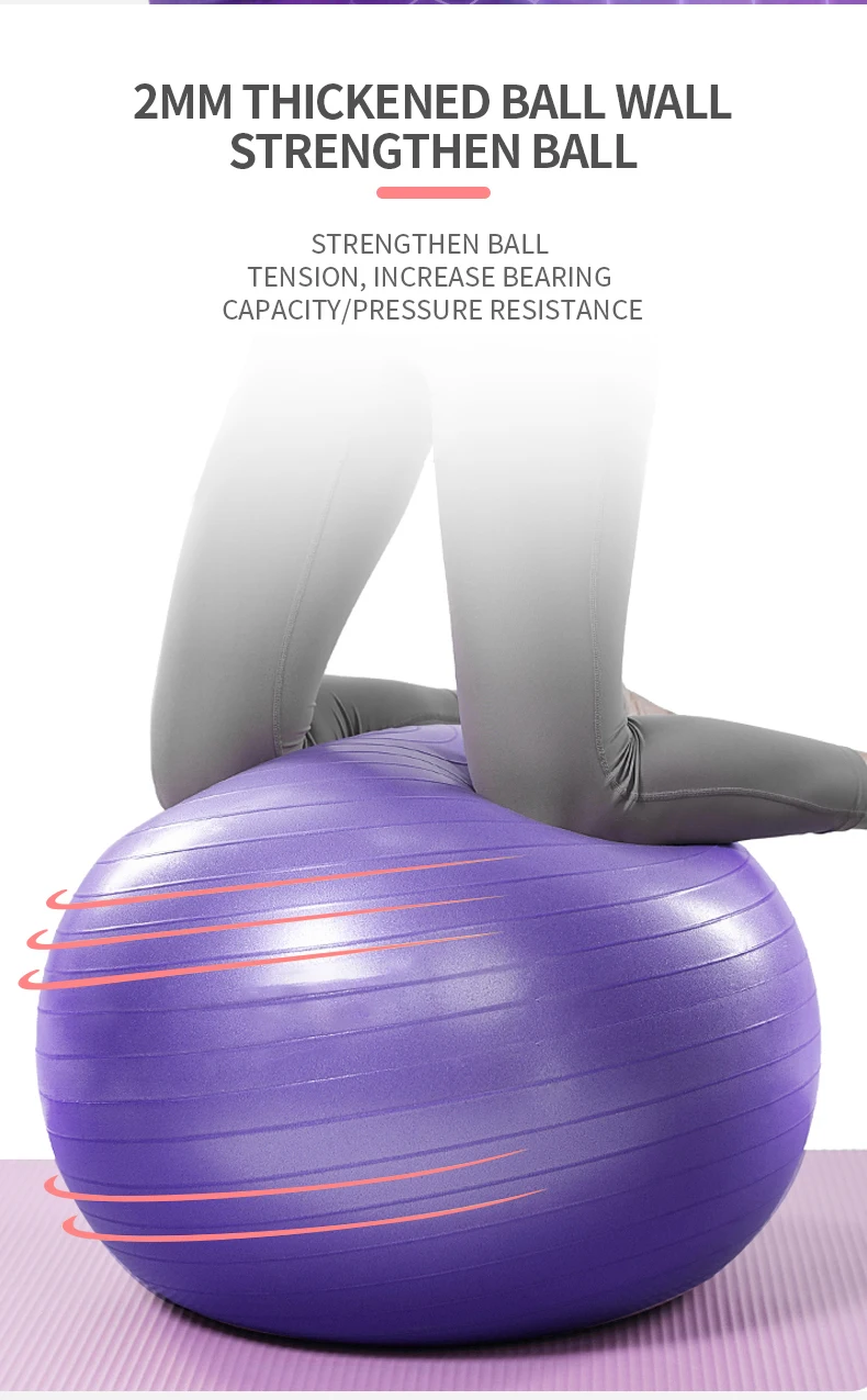 2022 Custom Logo Anti Burst Big Core Pilates Wholesale Exercise Fitness Gym 45cm 55cm 65cm 75cm PVC Yoga Ball