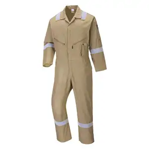 High Quality Unisex Poly Cotton Light Weight Hi Vis Workwear Custom Reflective Safety Coverall Uniforms