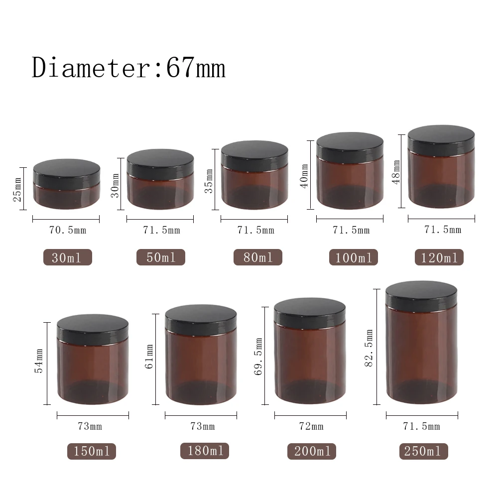 
 Food Grade 30m 50ml 100ml 300 ml 300g 350 ml 400 ml 1 oz 2oz 16oz matte eco friendly brown black clear plastic jar with lid  
