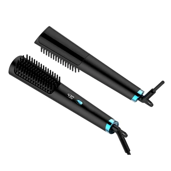 Custom Wholesale Salon Fast Heating Hot Brush Household Electric High Quality Ptc Hair Straightener Brush Comb