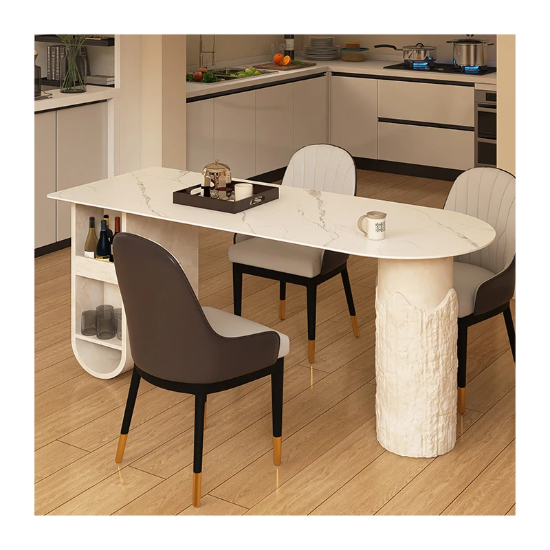 2022 New Modern Design Advanced Small Wabi-Sabi Island Table With Semi-Round Rock Plate Integrated Home 1-Year Warranty