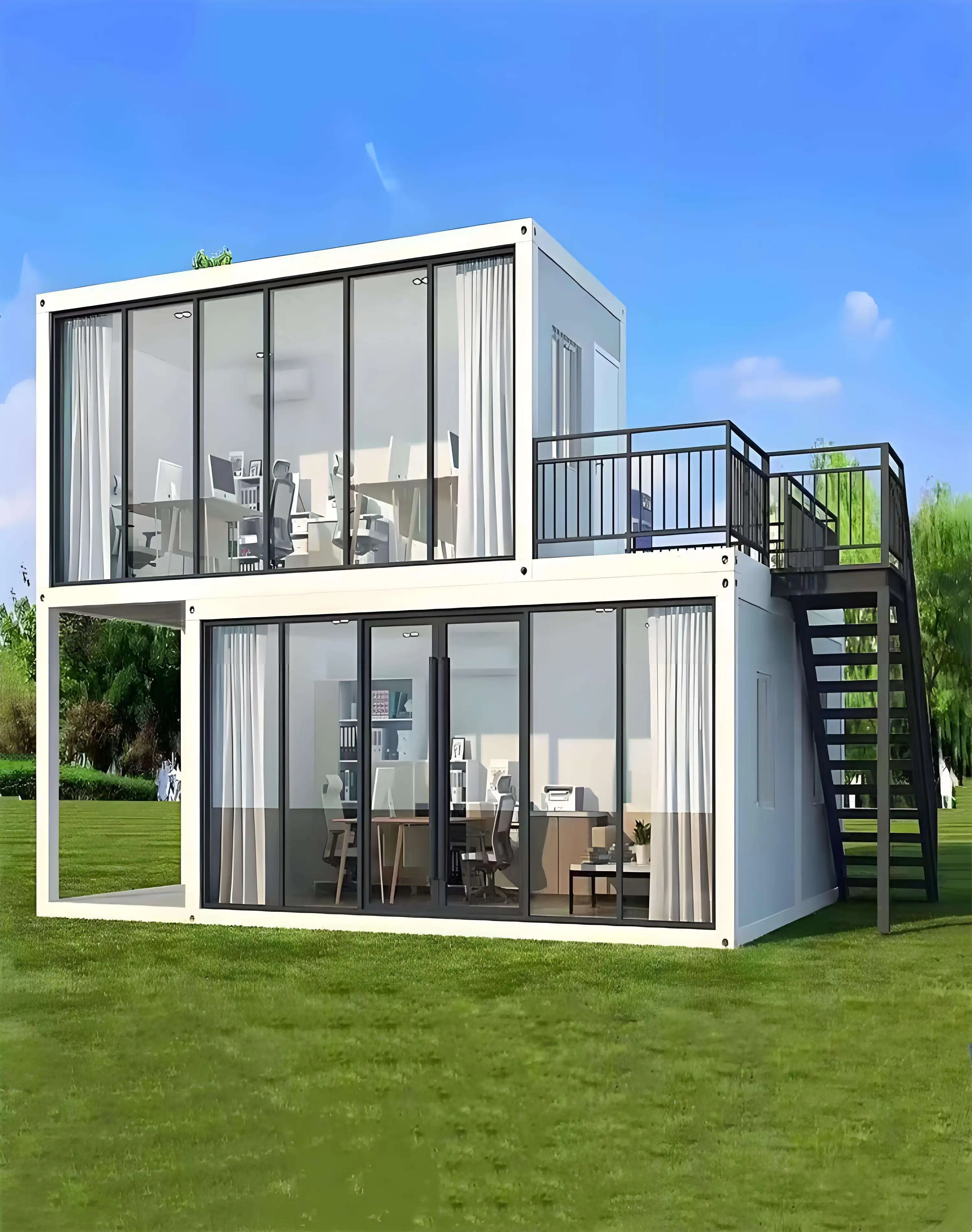 Mobile House Easy Assemble Steel Prefabricated House Tiny Glass Container House Modular Lowest Container Prefab Home