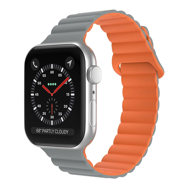 Premium Adjustable Silicone Magnetic Watch Band For Apple Watch Strap ...