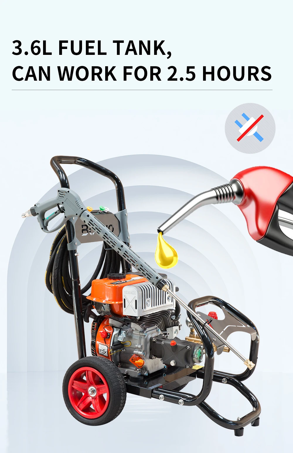 7.5hp Bt2900v New Gasoline Engine Pressure Washing Machine Cold Water