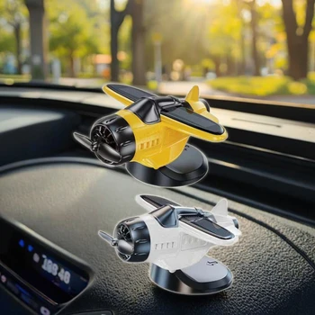 Creative New Solar Powered Alloy Airplane Ornament Rotating Swinging Airplane Decoration Car Perfume Air Freshener Made Silicone
