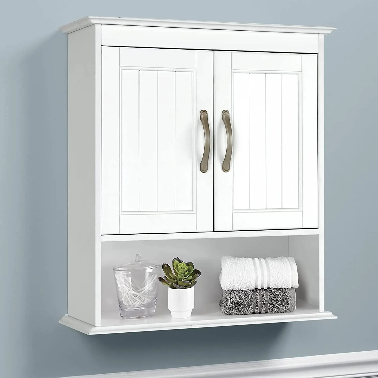 Wall Mounted Cabinet Bathroom White Single Double Door Vanity Storage Cupboard 