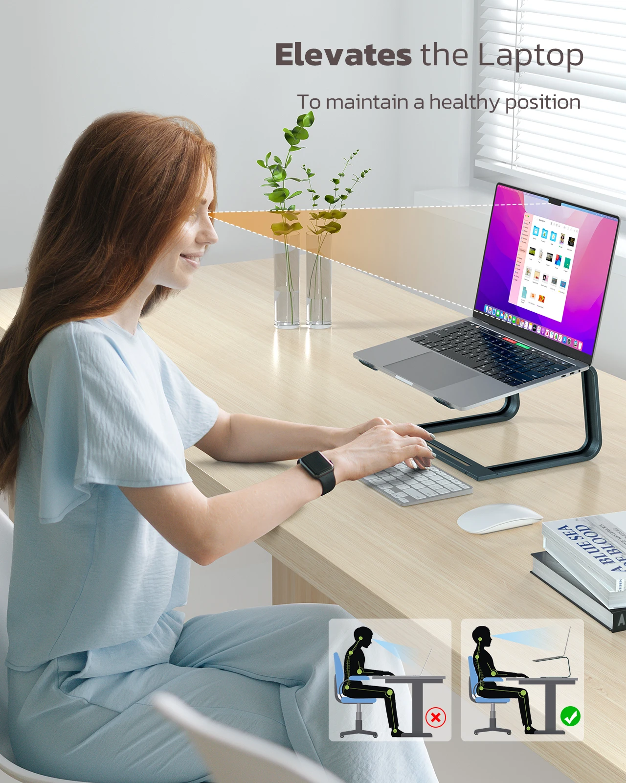 Supporto Portatile Per Laptop | Mini Supporto Invisibile Pieghevole | Con Inclinazione A 3 Angoli | Antiscivolo E Ventilato | Per Computer E Tastiera
