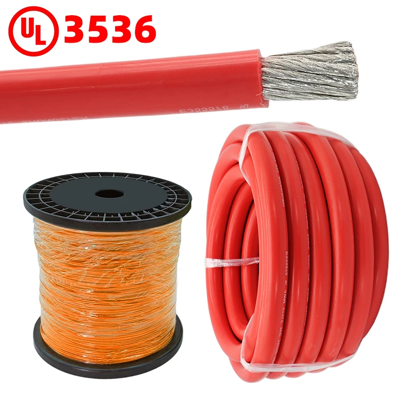 Custom UL 3536 Solar Panel Flexible Silicone 4/0awg Cable Wires Tinned Copper 21.5mm Automobile Electrical Cable Wire