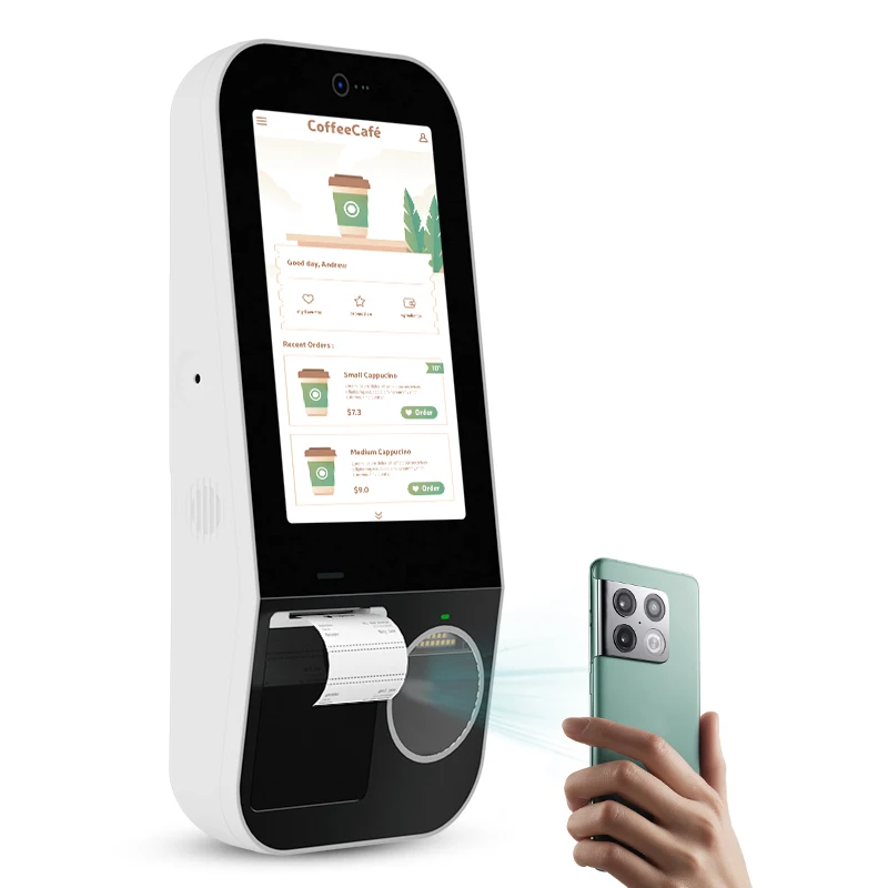 10.1 Inch Touch Screen Kiosk with QR Code Reader Receipt Printer & Payment Function for Retail Public Places Includes SDK