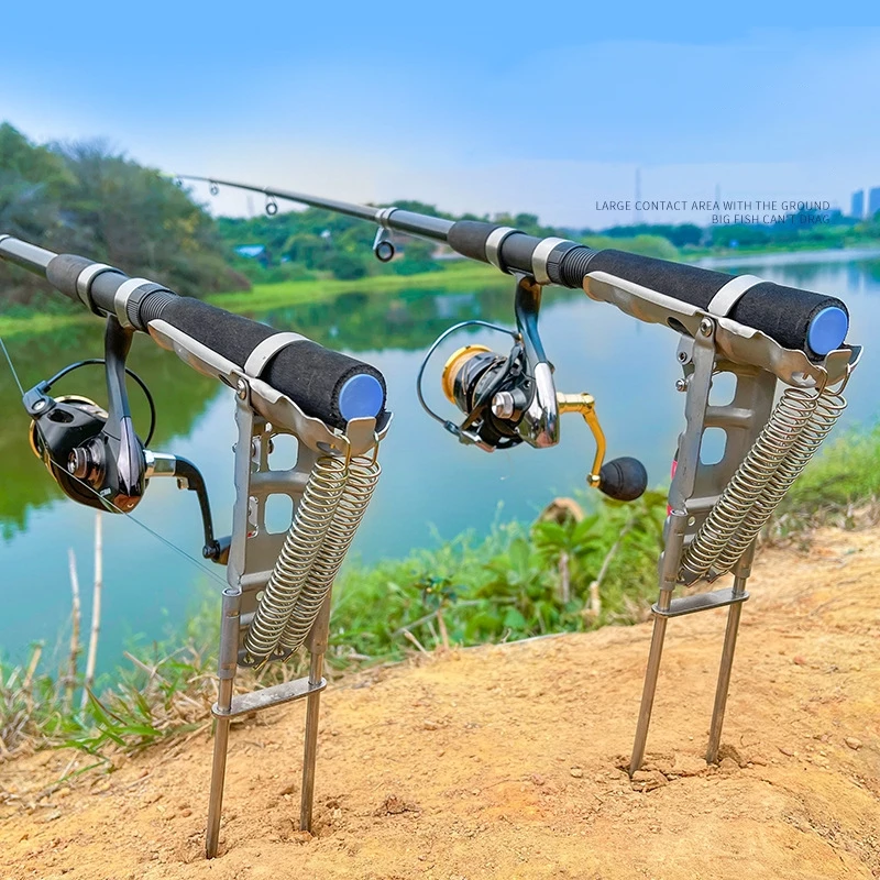 Double Spring Metal Fully Automatic Pole Lifting Bracket Stainless Steel Fishing  Rod Pole Lifter