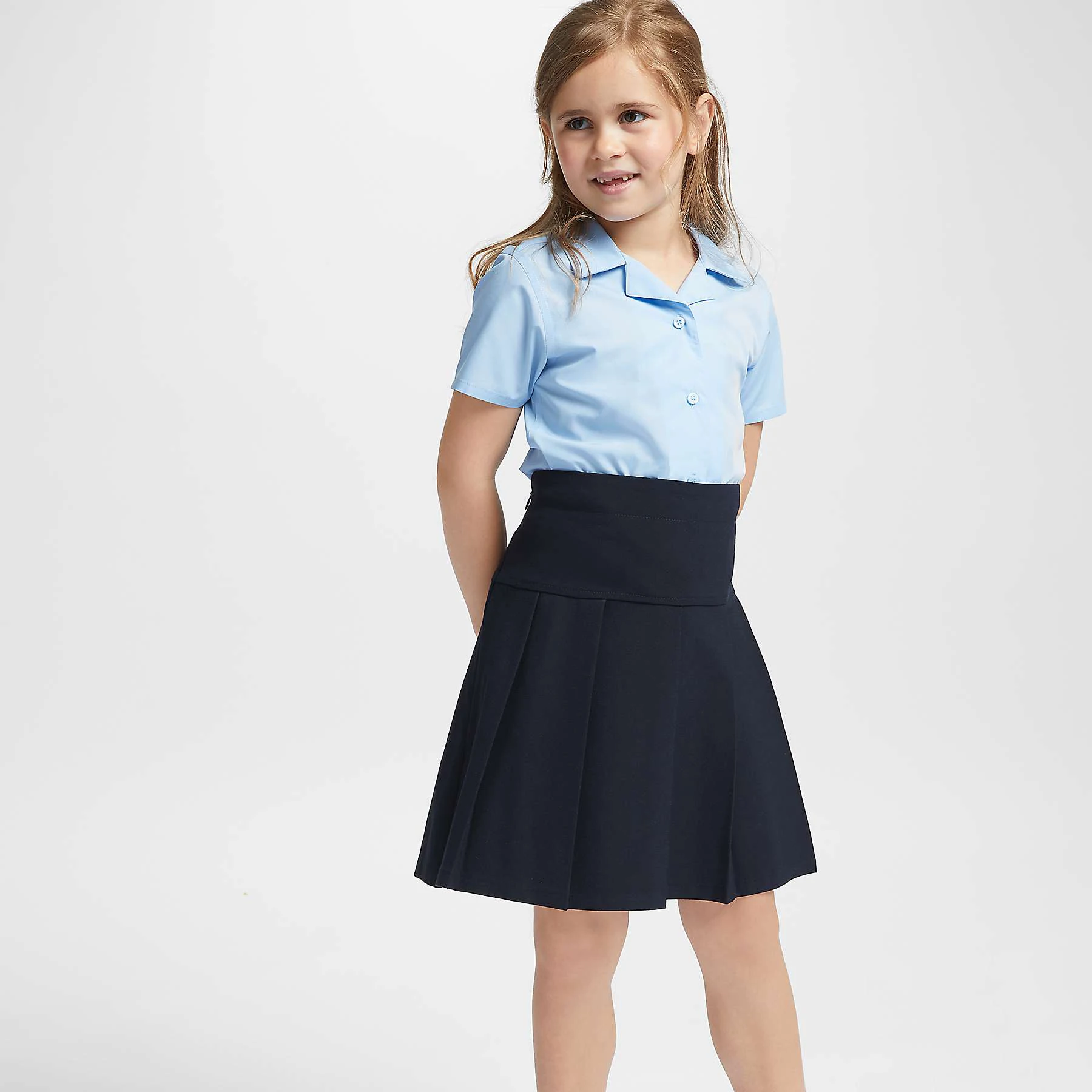 Saia Escolar Azul Marinho Uniforme Escolar para Meninas Saia Sólida Global  School Wear, image size:1800x1800