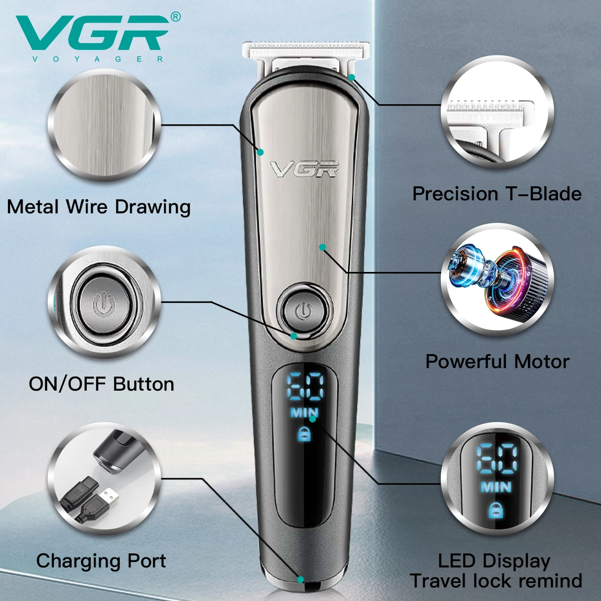 VGR V-105 5in1 美容器 VGR V-105 Cordless Hair Clipper & Men's Beard Trimmer