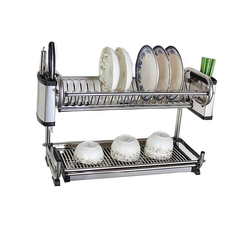 1pc Over Sink Dish Drying Rack, Adjustable 2-Tier Large Dish Rack With Cup  Holder, Cutting Board Utensil Holder Caddy, Kitchen Counter Dish Drainer Or