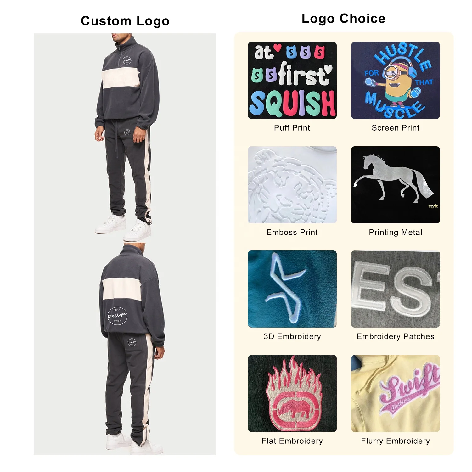 Latest Color Blocked Jogger Suit Sport 2 Piece Set Men 100% Cotton Fleece High Quality Tracksuit Sets Print Logo