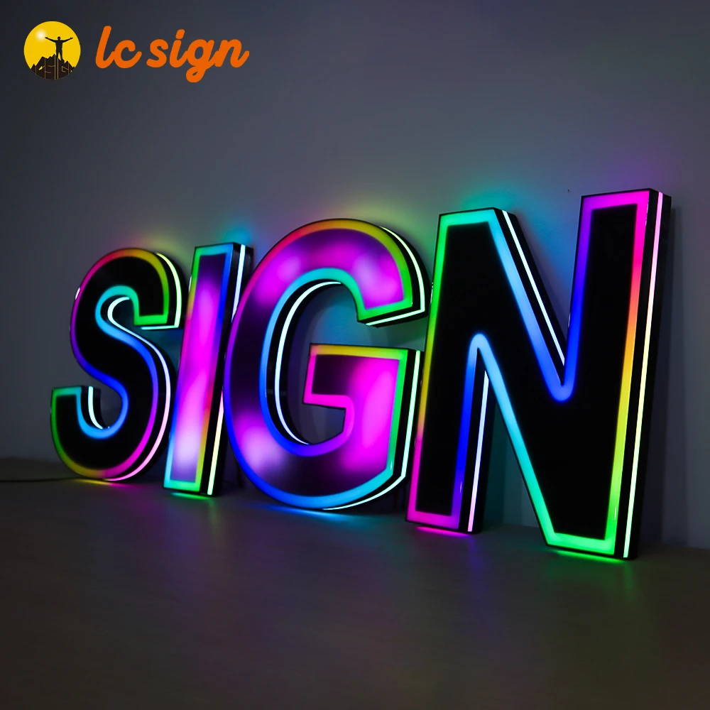 Wholesale Custom RGB Led Sign Led Illuminated Sign 3D Logo Frame Led Letter Sign Board for Wall Decor