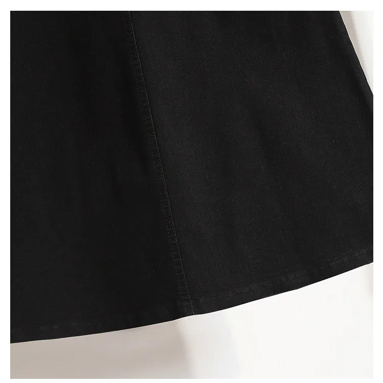 2023 Basic Design Ladies High Waist Skirt Casual Front Slit Jean Skirt ...