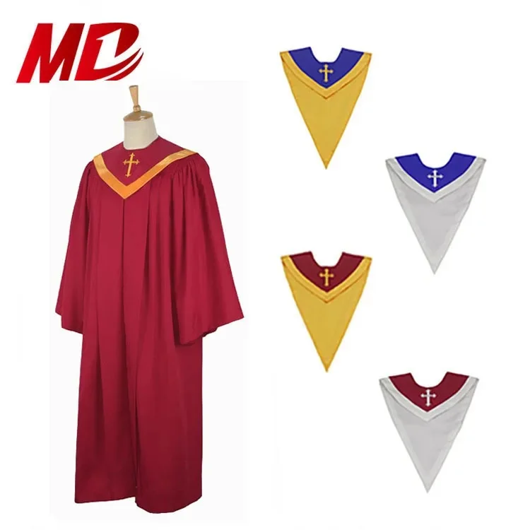Wholesale Customized Open Sleeves Senior Fluted Choir Robes Choir Dresses With Reversible Choir Stole supplier