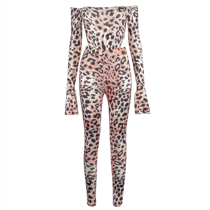 2023 Autumn New Women's Tight-fitting Leopard Print Word-neck Long ...