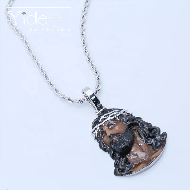 Croce Pendente Da Uomo In Argento 925 Placcato Oro 24K Con Il Volto Di Gesù Su Cordone Di Seta (accessori Religiosi, Articoli Regalo, Lacci) - Italia - Foto 3