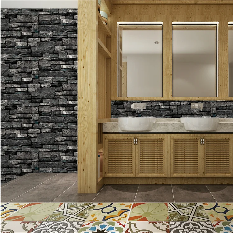 3d Brick Stone Wallpaper Sticker For Kitchen And Bathroom