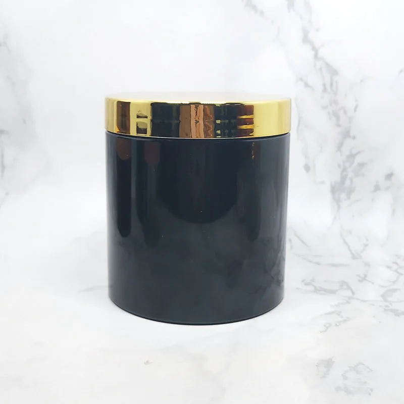 hair pomade round cosmetics 500ml gold lid plastic black pet jar