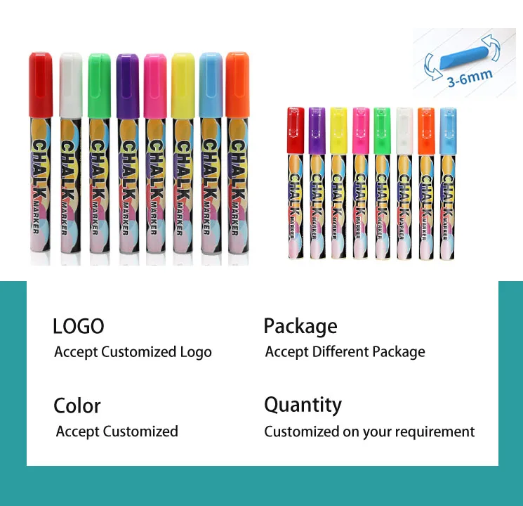 Low Cost 8 Pack 6mm Erasable Glass Marker Liquid Chalk Marker For