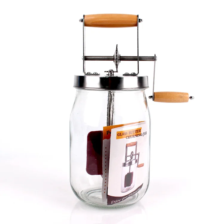 1000ml1500ml小型手動バターチャーナーガラスハンドクランク
