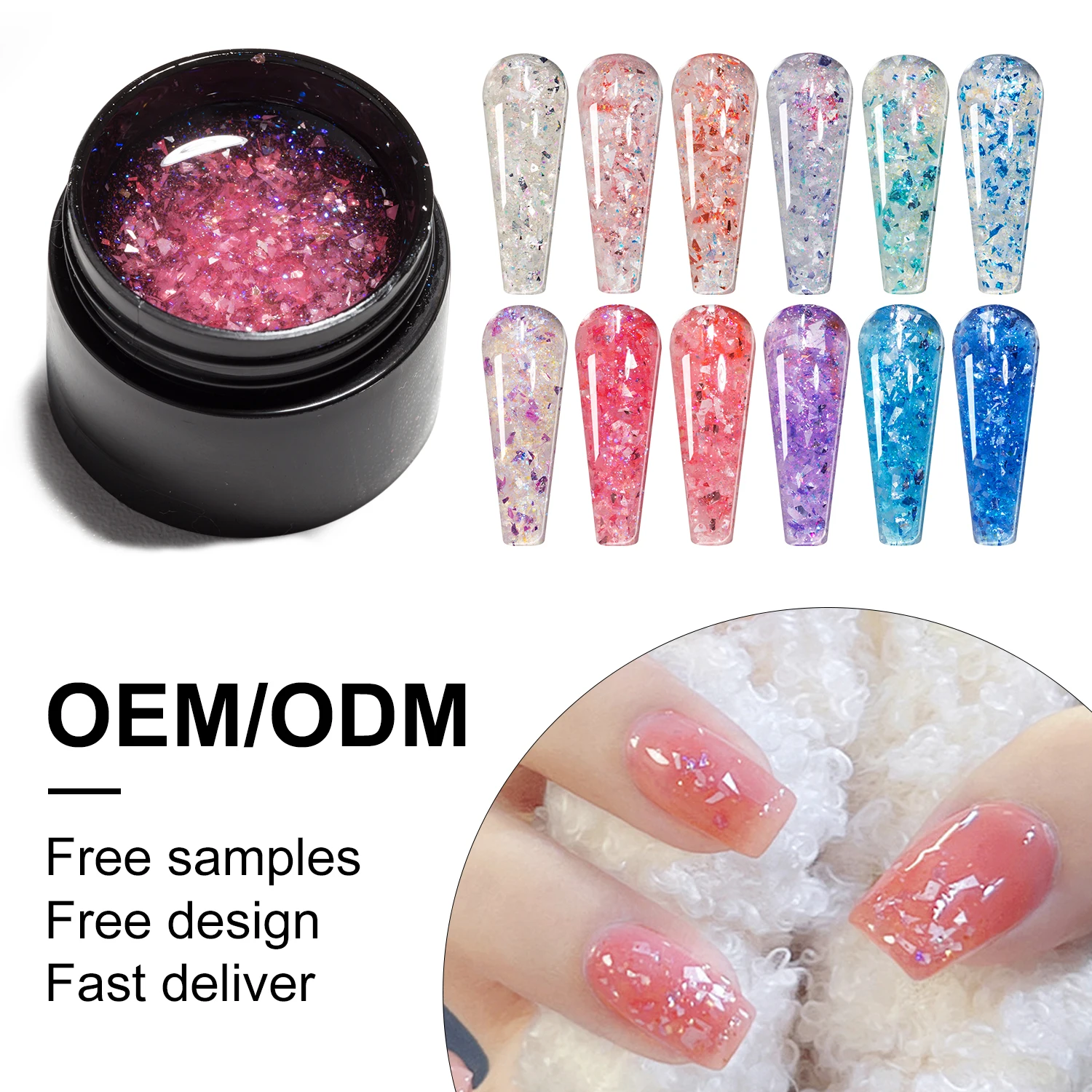 Caixuan 12 Цвет лак для ногтей 20g био-Гели Soak Off Гель Блестящий нейл-арта туманный свет строить