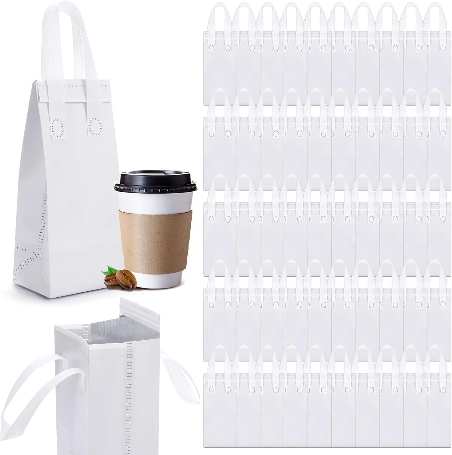 Custom Catering Coffee Milk Tea Packaging Aluminum Foil Cooler Non Woven Tote Kids Insulated Bag