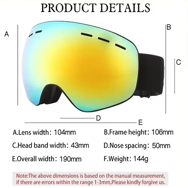 Design Ski Goggles Large Label Anti-Fog Polarized Lens Snow Sports Eyewear Windproof Racing Snowboard Skiing Glasses Custom Logo